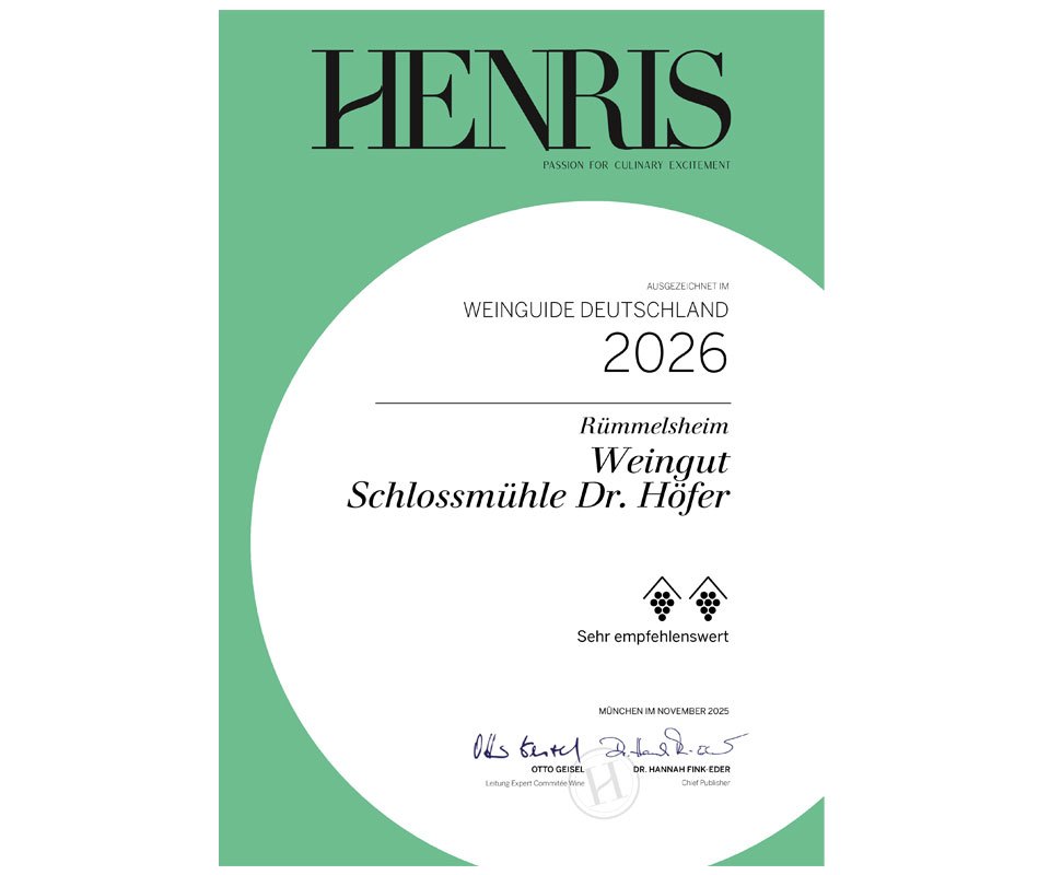 HENRIS Weinguide Deutschland 2026 – Weingut Schlossmühle Dr. Höfer